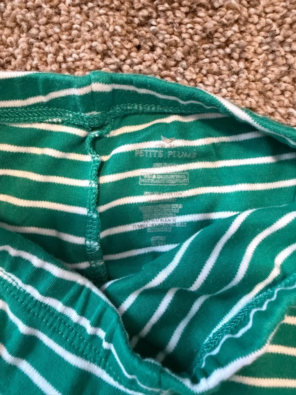 PETITE PLUME Pima Cotton Green & White Stripe Pajama Set